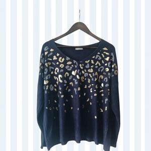 Navy and Gold Women's Sweater